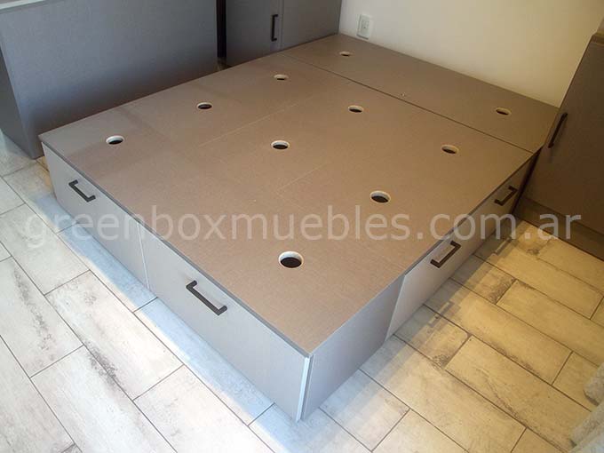Cama box de 2 plazas (4 cajones + zapatero)