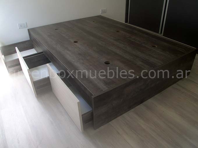 Cama box de 2 plazas (6 cajones)