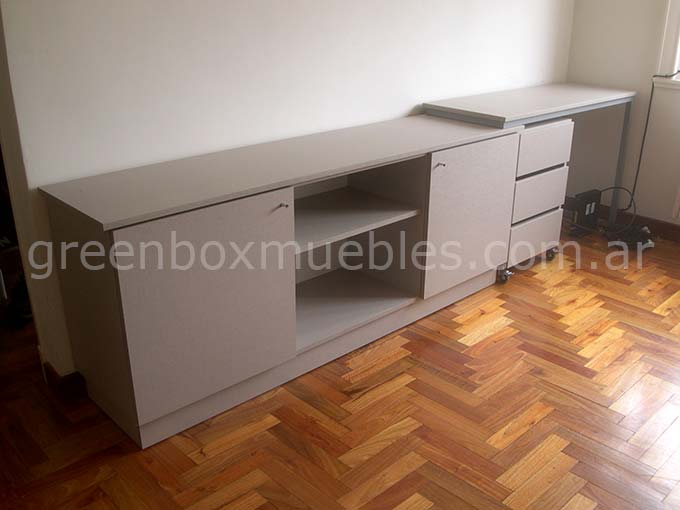 Mueble tv con escritorio integrado