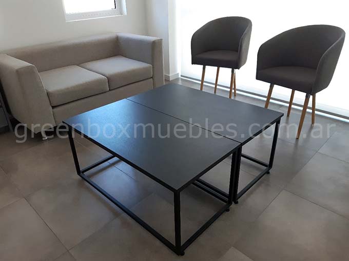 mesa ratona hierro y melamina