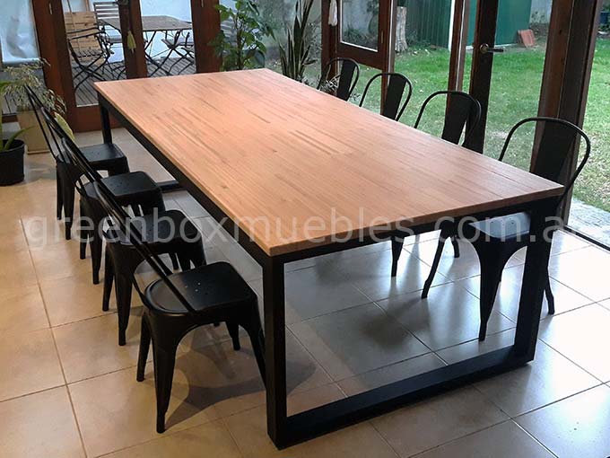 mesa quincho estilo industrial hierro y madera